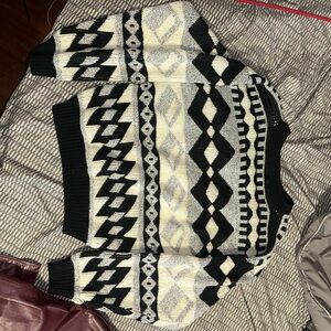 Black and White Geometric Grandpa Sweater